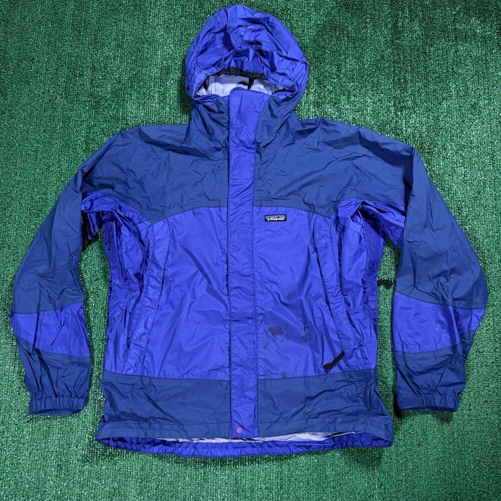 Patagonia Knifeblade Shell Jacket Mens Medium Blue Waterproof Hooded Rain Coat